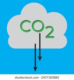 CO2 emission, reduction, neutrality concept vector flat icon set. Carbon dioxide zero footprint, carbon gas air pollution protection, ecology environment CO2 green clouds for your designs.