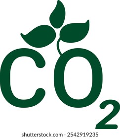 ILUSTRACIÓN VECTORIAL de reducción de emisiones de CO2 con símbolo de hoja verde