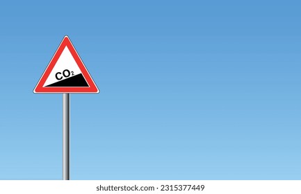 CO2 emission rise sign in blue skyes ilustration.