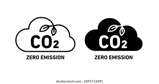 CO2 emission vector icon set in black color.