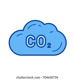 CO2 emission vector line icon isolated on white background. CO2 emission line icon for infographic, website or app. Blue icon designed on a grid system.