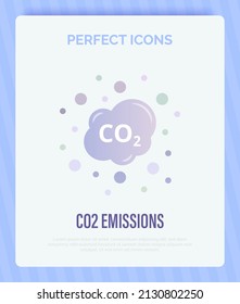 CO2 emissions, air pollution. Global warming. Gradient flat icon. Vector illustration.