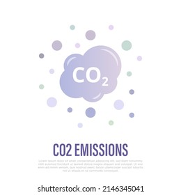 Emisiones de CO2, contaminación atmosférica. Calentamiento global. Icono plano de degradado. Ilustración vectorial.