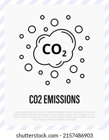 CO2 emissions, air pollution. Global warming. Thin line icon. Vector illustration.
