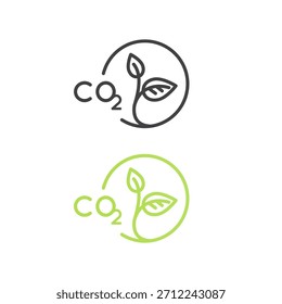 Las emisiones de CO2 capturan la insignia de la hoja del icono de la Ilustración vectorial, fábrica, logística, conceptos neutros en carbono, energía renovable, reducción de emisiones, cambio climático, industria ecológica, nube, verde, eco