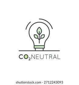 Las emisiones de CO2 capturan la hoja de la bombilla del icono de la Ilustración vectorial, fábrica, conceptos neutros en carbono, energía renovable, reducción de emisiones, cambio climático, industria ecológica, nube, verde, eco