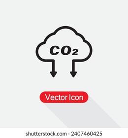 Emisiones de CO2, Icono de reducción de dióxido de carbono Ilustración vectorial Eps10