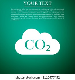 CO2 emissions in cloud icon isolated on grey background. Carbon dioxide formula symbol, smog pollution concept, environment concept, combustion products sign. Flat design. Vector Illustration