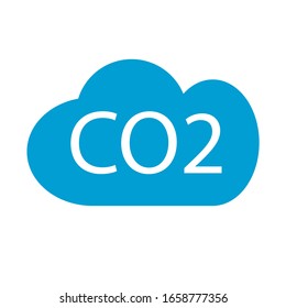 CO2 emissions in cloud icon isolated. Carbon dioxide formula symbol, smog pollution concept, environment concept, combustion products.