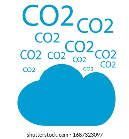 Emisiones de CO2 aisladas en un icono de nube