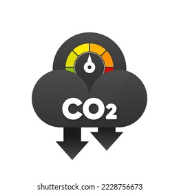 CO2-Emissionen in der Cloud Symbol einzeln auf weißem Hintergrund. Symbol für Kohlendioxidformel. Konzept der Rauchbelastung. Vektorgrafik.