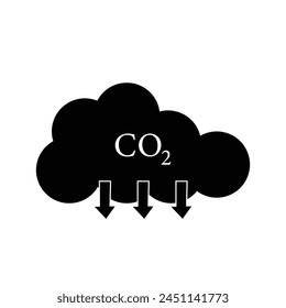 CO2 emissions in cloud vector icon. Carbon dioxide formula illustration symbol, smog pollution sign, environment logo. Vector illustration. Eps file 473.