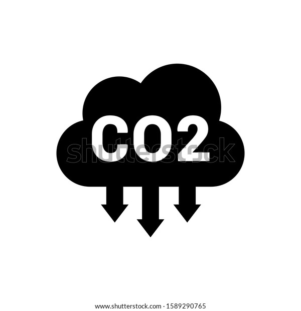 CO2 emissions in cloud vector  icon. Carbon\
dioxide formula illustration symbol, smog pollution sign,\
environment logo. Long shadow\
style.