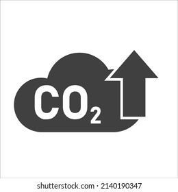 icono de emisiones de CO2. contaminación por dióxido de carbono. símbolo de ecología y medio ambiente. imagen vectorial aislada en estilo plano