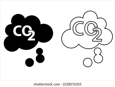 Icono de emisiones de CO2, Icono de emisiones de dióxido de carbono Icono de vectores Ilustración de arte