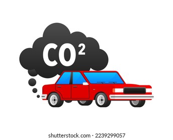 Co2 emissions icon. Carbon dioxide. Car CO2 cloud.
