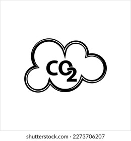 Icono de emisiones de CO2, Icono de emisiones de dióxido de carbono Icono de vectores Ilustración de arte