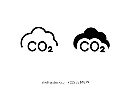 co2 emissions icon. carbon dioxide pollution. ecology and environment . Carbon emissions reduction icon vector symbol logo illustration line editable stroke flat design style isolated on white