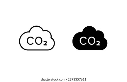 co2 emissions icon. carbon dioxide pollution. ecology and environment . Carbon emissions reduction icon vector symbol logo illustration line editable stroke flat design style isolated on white