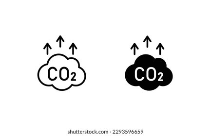 co2 emissions icon. carbon dioxide pollution. ecology and environment . Carbon emissions reduction icon vector symbol logo illustration line editable stroke flat design style isolated on white