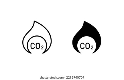 co2 emissions icon. carbon dioxide pollution. ecology and environment . Carbon emissions reduction icon vector symbol logo illustration line editable stroke flat design style isolated on white