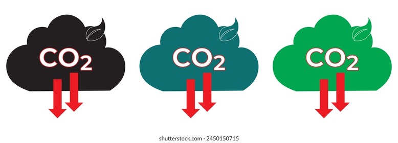 CO2 Emissionen Symbol. Kohlendioxid Verschmutzung Ökologie und Umwelt Wolke . Carbon Emissions Reduction Icon Vektorgrafik Symbol Logo Illustration flacher Design Stil isoliert auf weißem Hintergrund. EPS 10