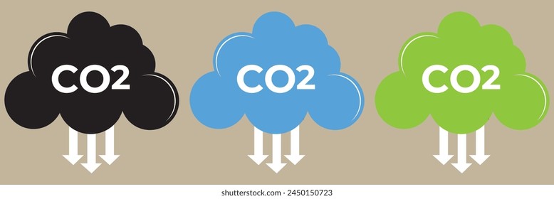CO2 Emissionen Symbol. Kohlendioxid Verschmutzung Ökologie und Umwelt Wolke . Carbon Emissions Reduction Icon Vektorgrafik Symbol Logo Illustration flacher Design Stil isoliert auf weißem Hintergrund. EPS 10