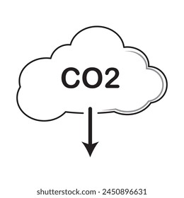 co2 emissions icon. carbon dioxide pollution. ecology and environment . Carbon emissions reduction icon vector symbol logo illustration line editable stroke flat design style isolated on white