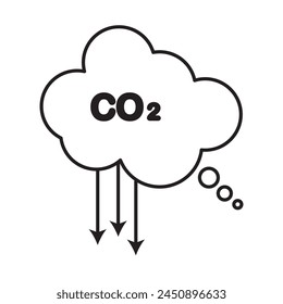 co2 emissions icon. carbon dioxide pollution. ecology and environment . Carbon emissions reduction icon vector symbol logo illustration line editable stroke flat design style isolated on white