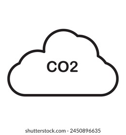 co2 emissions icon. carbon dioxide pollution. ecology and environment . Carbon emissions reduction icon vector symbol logo illustration line editable stroke flat design style isolated on white