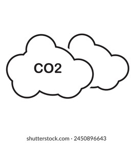 icono de emisiones de co2. contaminación por dióxido de carbono. ecología y medio ambiente . Icono de reducción de emisiones de carbono Ilustración de logotipo de Vector Línea de diseño plano de trazo editable aislado en blanco