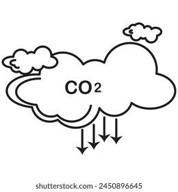 co2 emissions icon. carbon dioxide pollution. ecology and environment . Carbon emissions reduction icon vector symbol logo illustration line editable stroke flat design style isolated on white