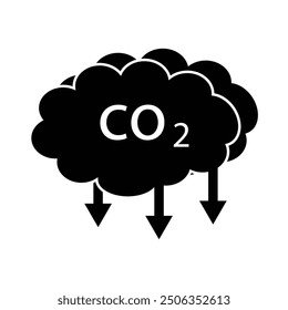 co2 emissions icon. carbon dioxide pollution. ecology and environment . Carbon emissions reduction icon vector symbol logo illustration line editable stroke flat design style isolated on white.