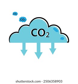 co2 emissions icon. Carbon dioxide reduction.  CO2 emissions symbol, logo illustration. Vector graphics.