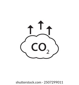 Icono de emisiones de CO2. Contaminación por dióxido de carbono. Ecología y medio ambiente. Icono de reducción de emisiones de carbono Vector símbolo logotipo línea de ilustración editable estilo de diseño plano de carrera aislado en blanco