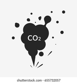 CO2 emissions icon cloud. Carbon dioxide emits symbol, smog pollution concept. Flat vector illustration