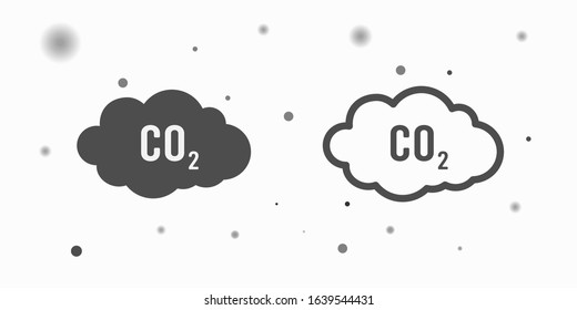 co2 emissions icon cloud vector flat, carbon dioxide emits symbol, smog pollution concept, smoke pollutant damage, contamination bubbles, garbage label