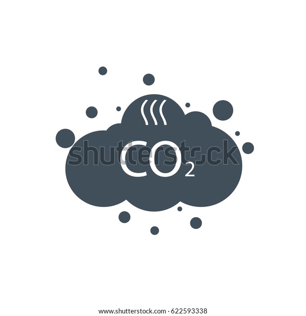 Co2排出量アイコン雲ベクターフラット 二酸化炭素排出シンボル 煙害コンセプト 煙汚染物質ダメージ のベクター画像素材 ロイヤリティフリー