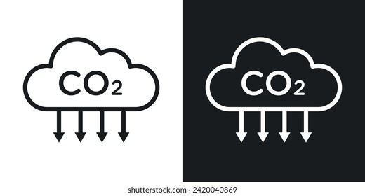 CO2 emissions icon designed in a line style on white background.