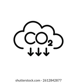 CO2 emissions icon. Ecology and environment symbol, carbon dioxide pollution, reduce co2 gas, carbon reduction cloud, zero carbon emission. Vector illustration.