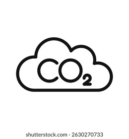 Ícone de emissões de CO2. Símbolo ecológico e ambiental, poluição por dióxido de carbono, redução do gás co2, nuvem de redução de carbono, emissão zero de carbono. Ilustração vetorial.