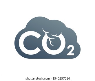 CO2 emissions icon - harmful air carbon contamination emblem in cloud form - isolated vector sign