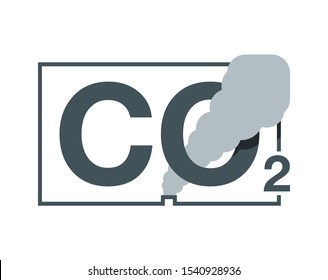 CO2 emissions icon - harmful air carbon contamination emblem with industrial smoking pipe - isolated vector sign