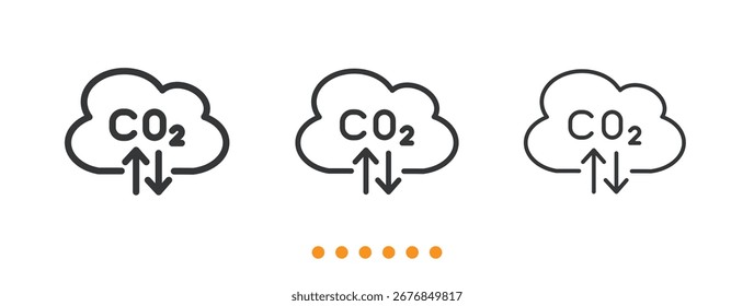 Icono de emisiones de CO2. Vector de icono de línea delgada
