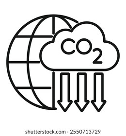CO2-Emissionen treffen die Erde, wie durch Pfeile dargestellt, die von einer Wolke nach unten zeigen