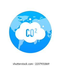 Las emisiones de CO2 en el planeta son planas. Ilustración del vector