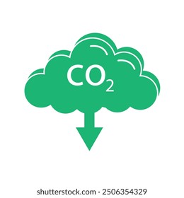 CO2 emissions symbol, logo illustration. Carbon dioxide cloud emissions, icon. Vector icon.