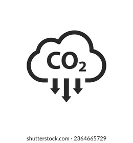 Icono del vector de emisiones de CO2. Icono vectorial de dióxido de carbono o plantilla de logotipo. 