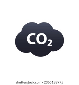 CO2 emissions vector icon. Carbon gas cloud, dioxide pollution.