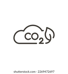 co2 emissions. Vector thin line icon outline illustration linear stroke design. carbon dioxide pollution. environmental awareness